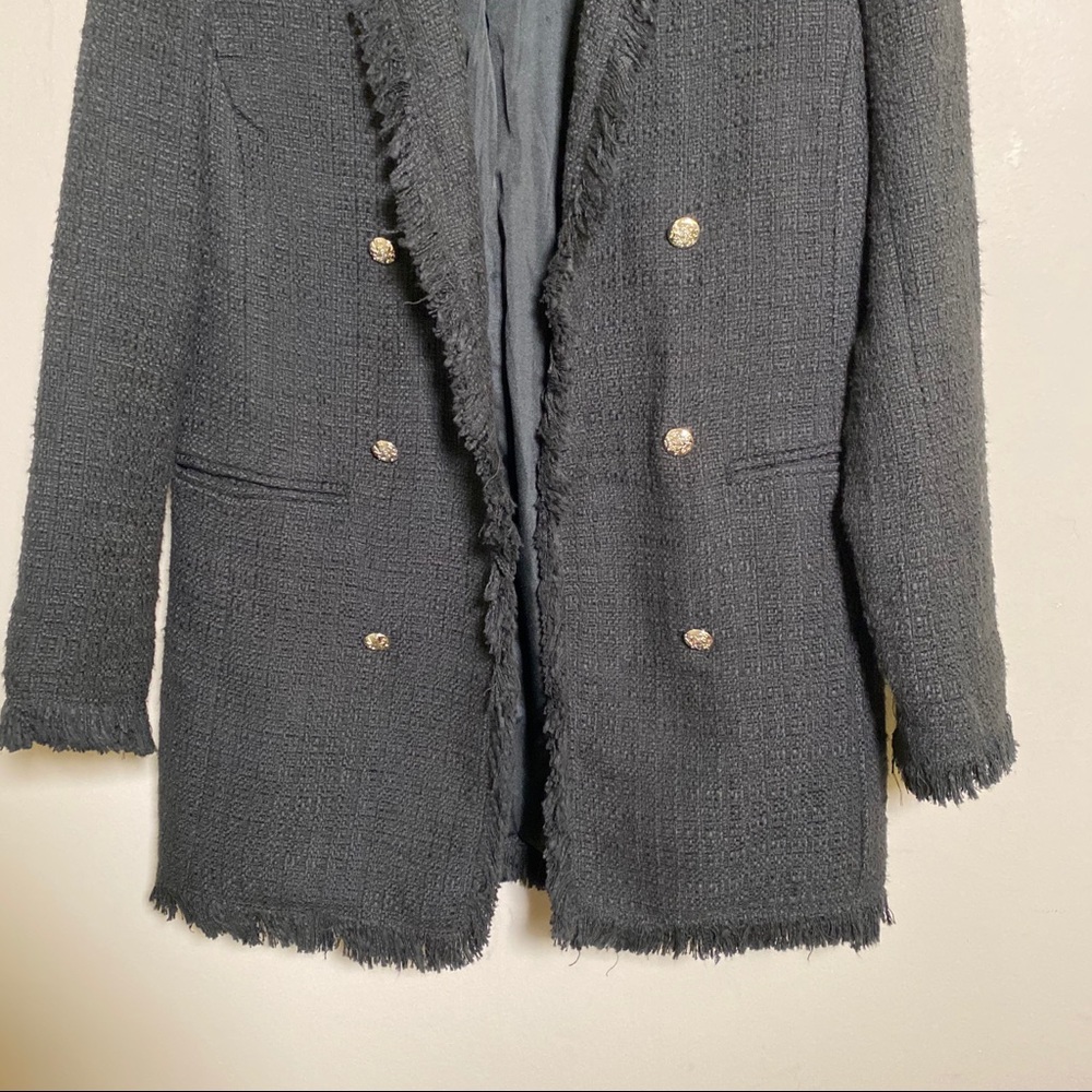 NWT Rachel Zoe Black Fringe Coat Size Medium - Picture 3 of 5